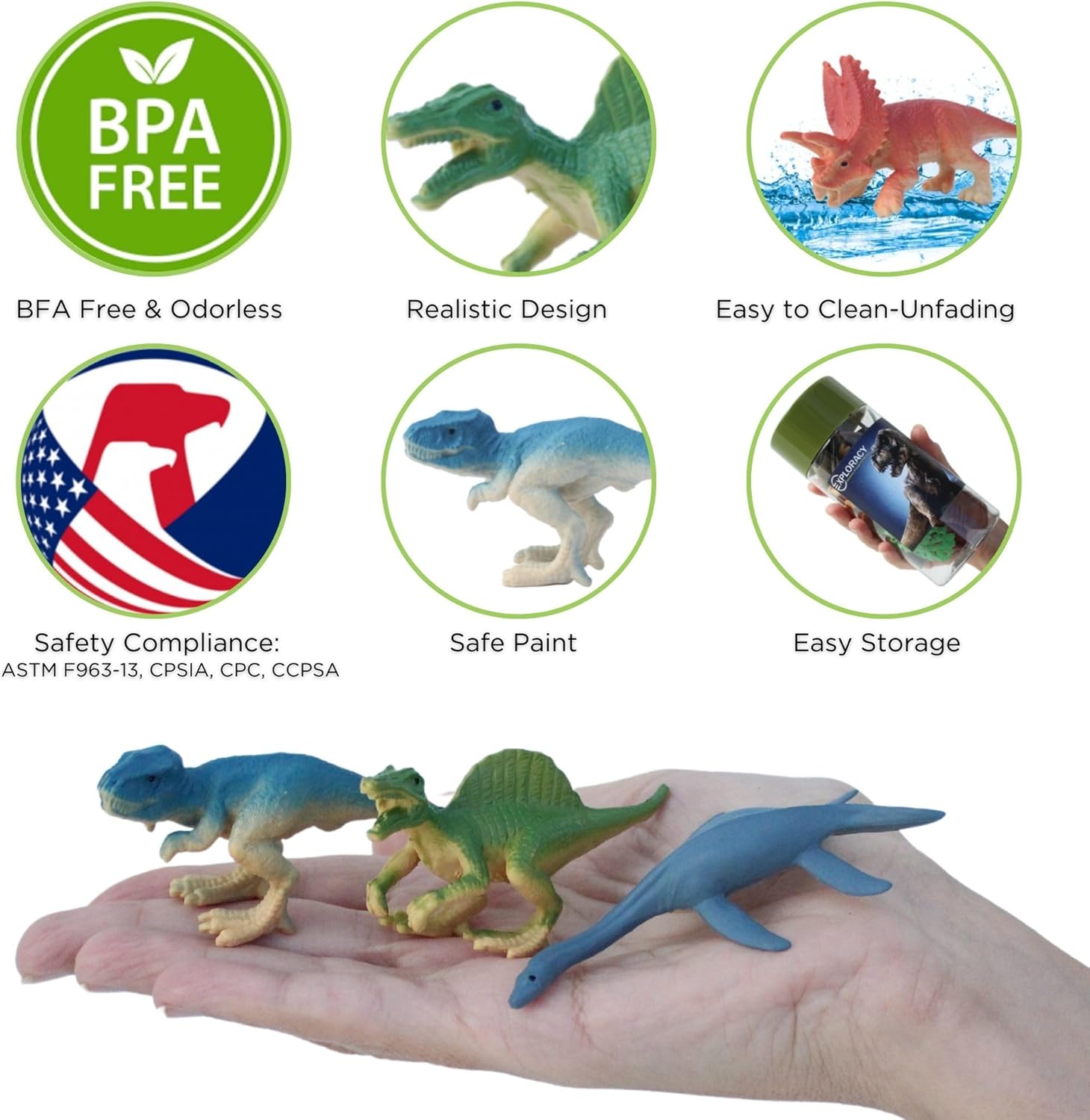 12 Mini Dinosaur Toys for Kids – Realistic T-Rex & Dino Figurines Playset for Toddlers Collectible Bath Animal Toys Sensory Bin Party Favors Educational Preschool Gift for Boys & Girls