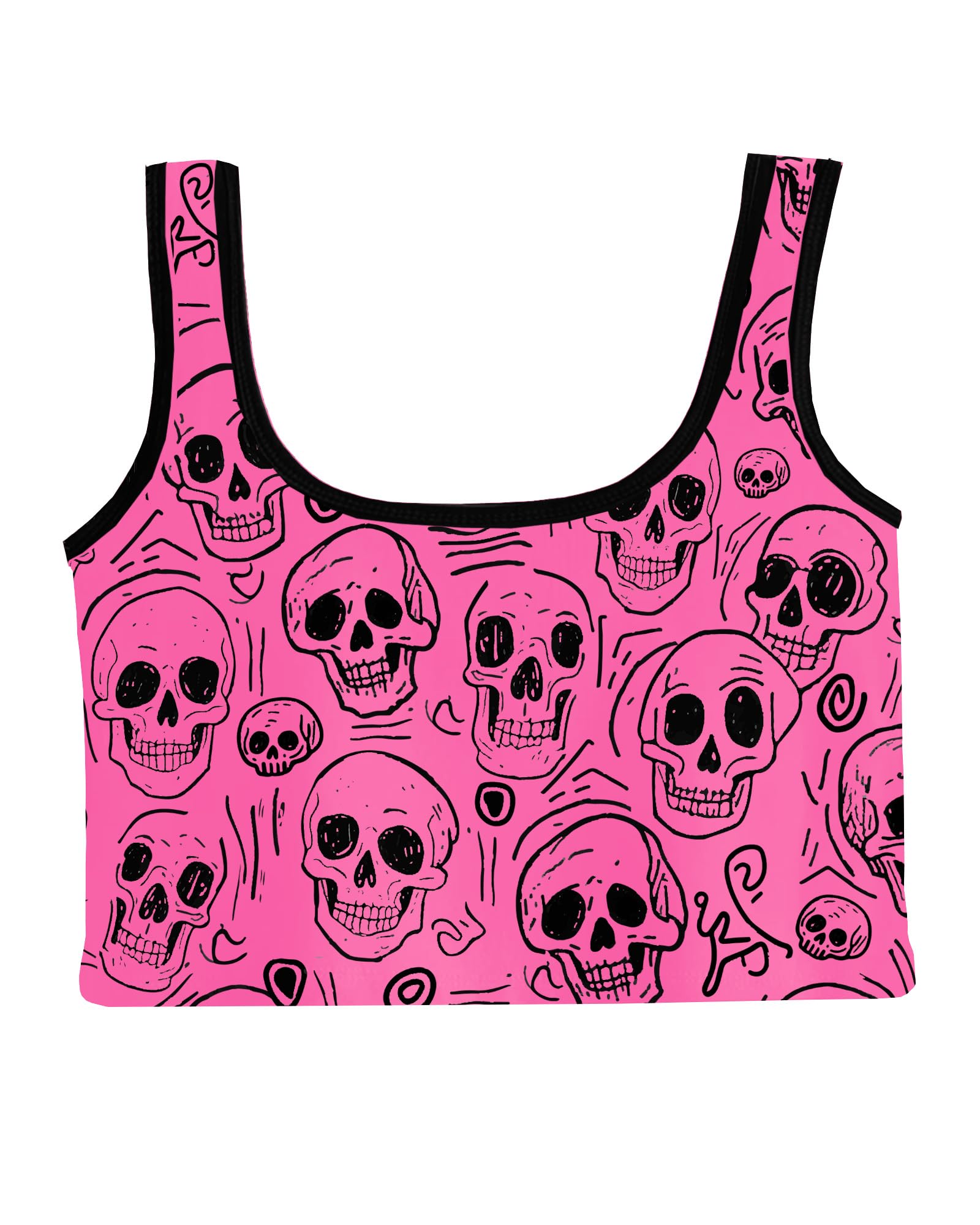 Women's Plus Size Black and White Vest Checked Print Cami Crop Tank Tops