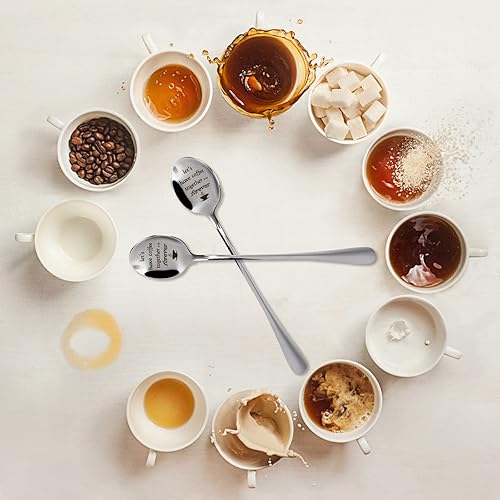 Miniatura 3 de 2 cucharas de café grabadas de 7.5 pulgadas Let's Have Coffee Together Forever Cuchara de acero inoxidable personalizada para helado, regalos para