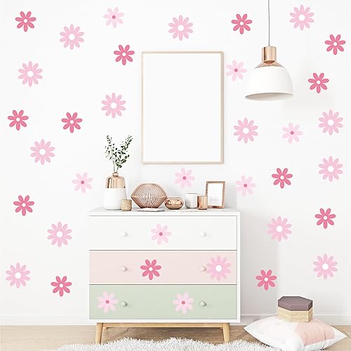 Miniatura 59 de Calcomanías de pared de margaritas bohemias, calcomanías de pared retro con flores para despegar y pegar, calcomanías florales para niños, niñas