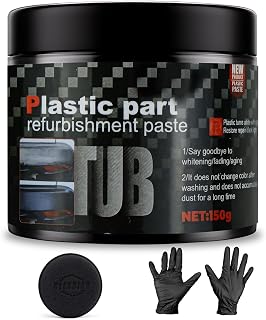 JAOJAO Plastic Restorer Black Trim Restorer Plastic Restore for Cars with Gloves Sponge Faded Black Plastics Car Trim to Like New Finish Long-Lasting Shine Car Restoration, 5.3Oz