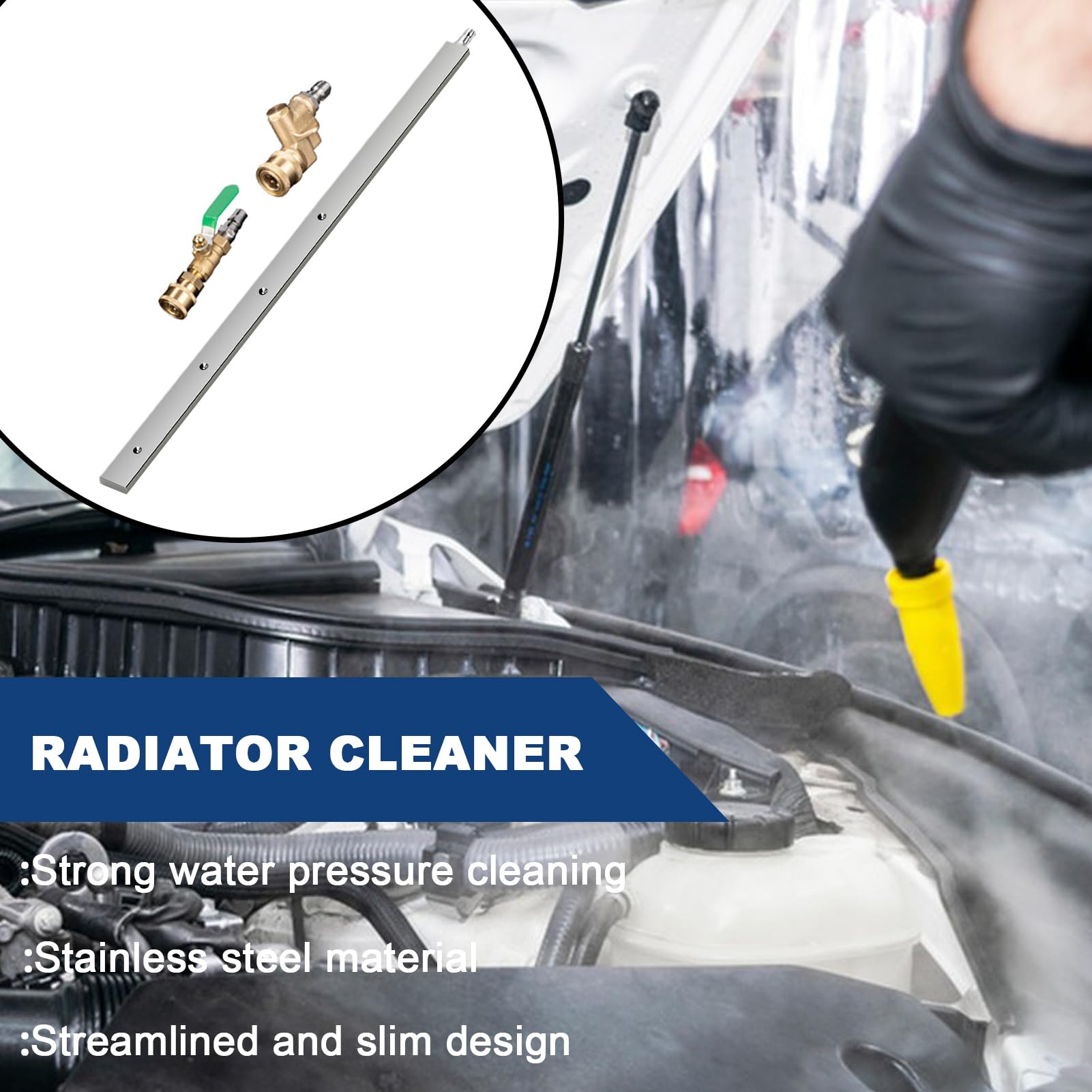 de limpieza de radiadores Portátil de Acero Inoxidable | para Vehículos, Remolques, Sedanes, Pickups, Limpiadora de Presión, Condensadores, Maquinaria Pesada Para lavadora a