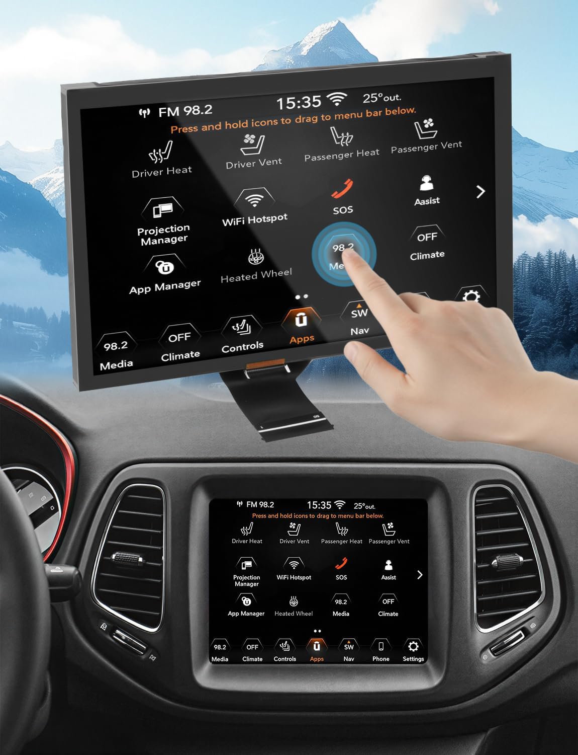 7" Uconnect Touch Screen Replacement for Jeep Compass 2017–2020, OEM Fit LCD Display Digitizer, Plug & Play, Fix Bubbling & Unresponsive Touch, Replace TDO-WXGA0700K00033-V2 / TDO-WXGA0700K00057-V1