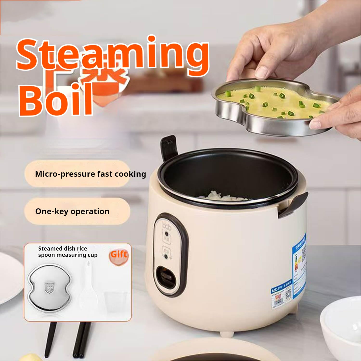 Cuiseur Riz Japonais Light Khaki,2 L,Mini Cuiseur à Riz 1.2L-2L,Petit Mini Cuiseur à Riz Pour 1 À 4 Personnes,Cuiseur De Riz Antiadhésifs,Conception De Poignée Pratique,avec Fonctions De Cuisson/Chaud Auto Cuiseurs