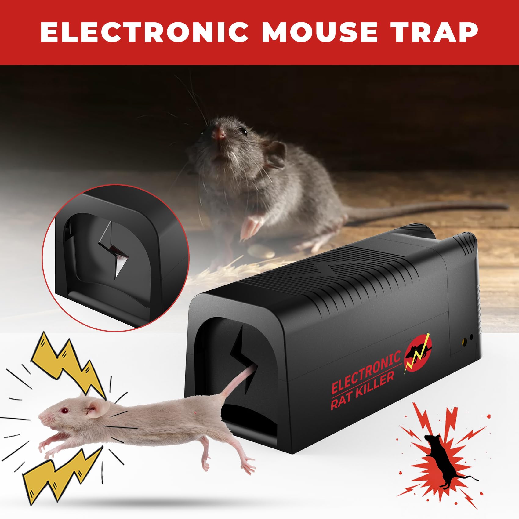 Electric Mouse Trap for Home, 2 Pack Effective Humane Indoor Rat Killer ...