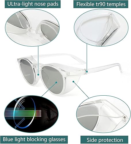 Miniatura 4 de Gafas de seguridad antivaho para mujeres y hombres, gafas de seguridad con bloqueo de luz azul, gafas protectoras de gran tamaño