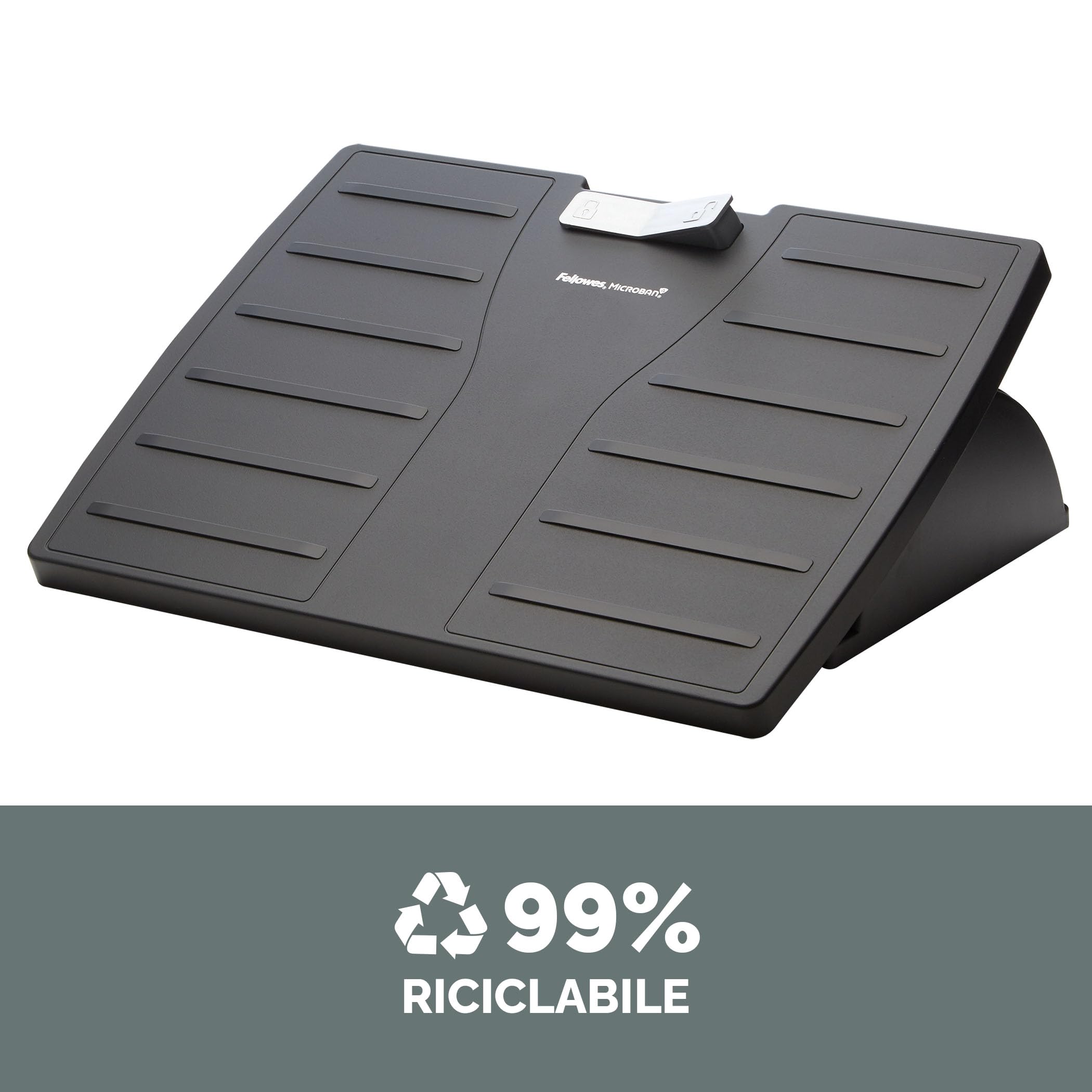 Fellowes Poggiapiedi con Microban Office Suites, Regolabile in Altezza, Poggia Piedi Ergonomico per Casa e Ufficio, Con Piattaforma Basculante, Accreditato FIRA, Colore Nero