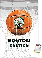 Vista 11 de Trends International NBA Boston Celtics - Póster de pared Drip Ball 20, 14.725 x 22.375 pulgadas, versión enmarcada de madera de granero