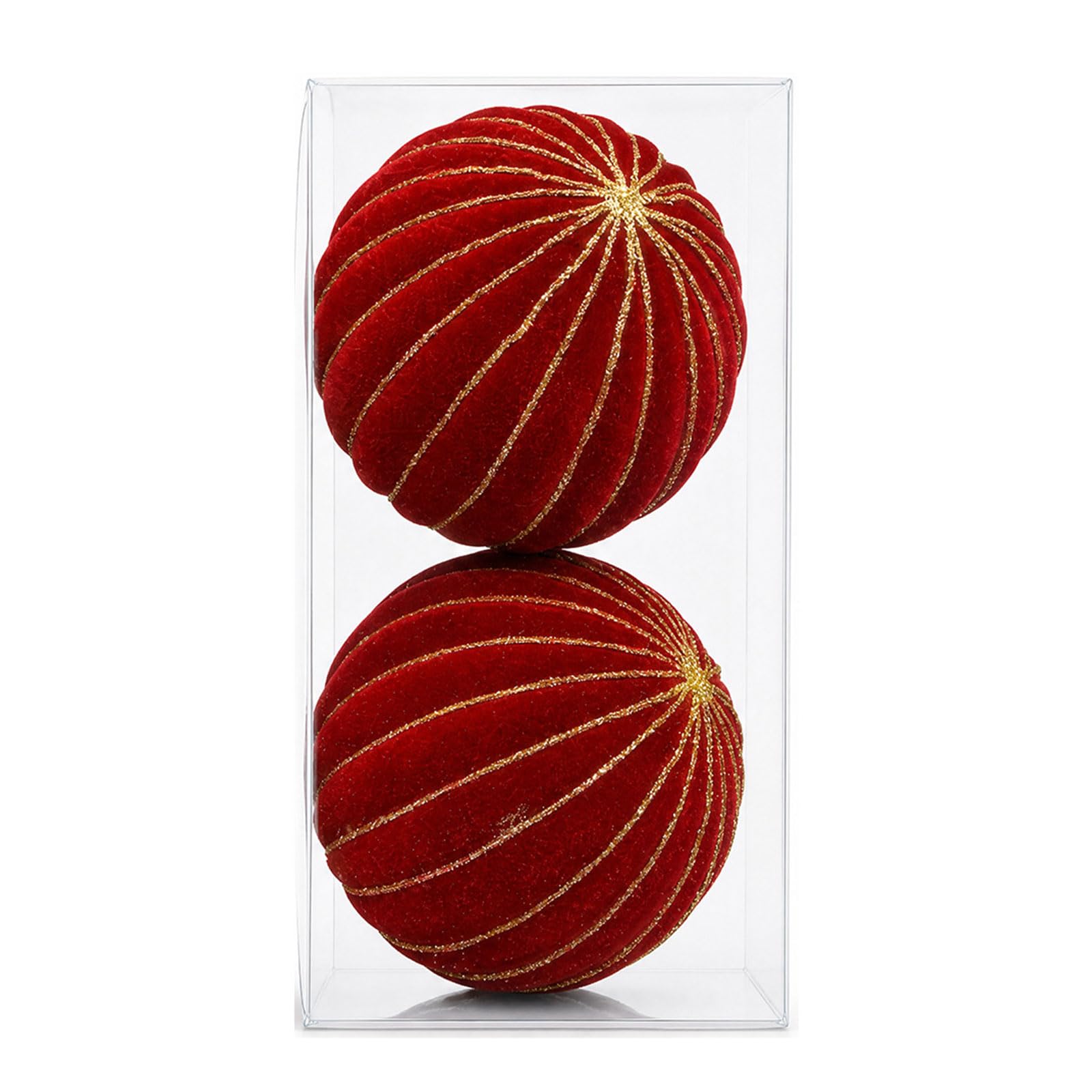 Whoasyst 2Pcs Glittering Velvety Christmas Ball Ornament Shatterproof Christmas Baubles for Tree Mantels Door Decoration Ball Decorations