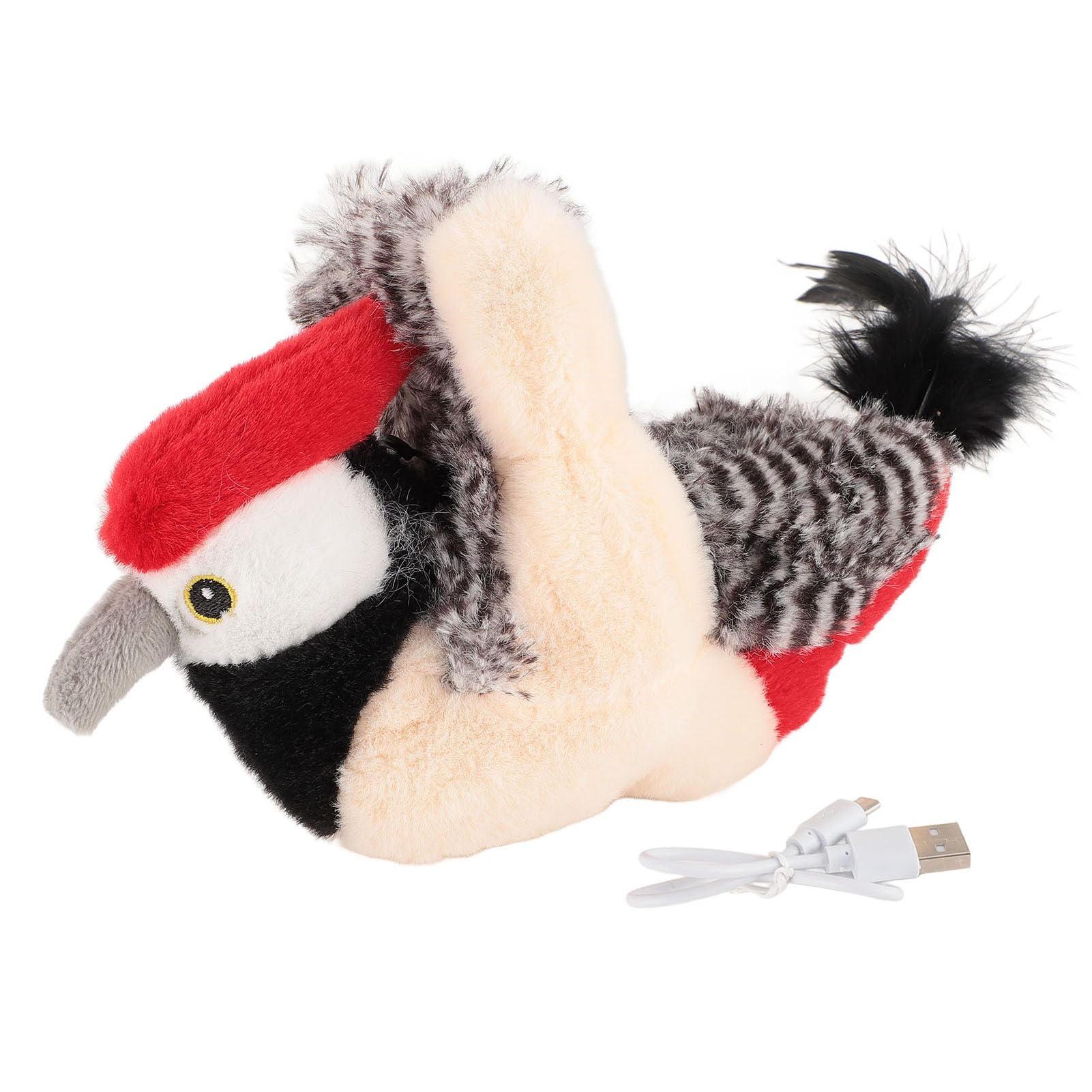 Buachois Pet Electronic Plush Toy, Interactive Play Cat Soft Flapping Bird Plush Toy, 25 x 25 x 10.5 cm Attention Grabbing Sound Squeaky Cat Electric Plush Toy