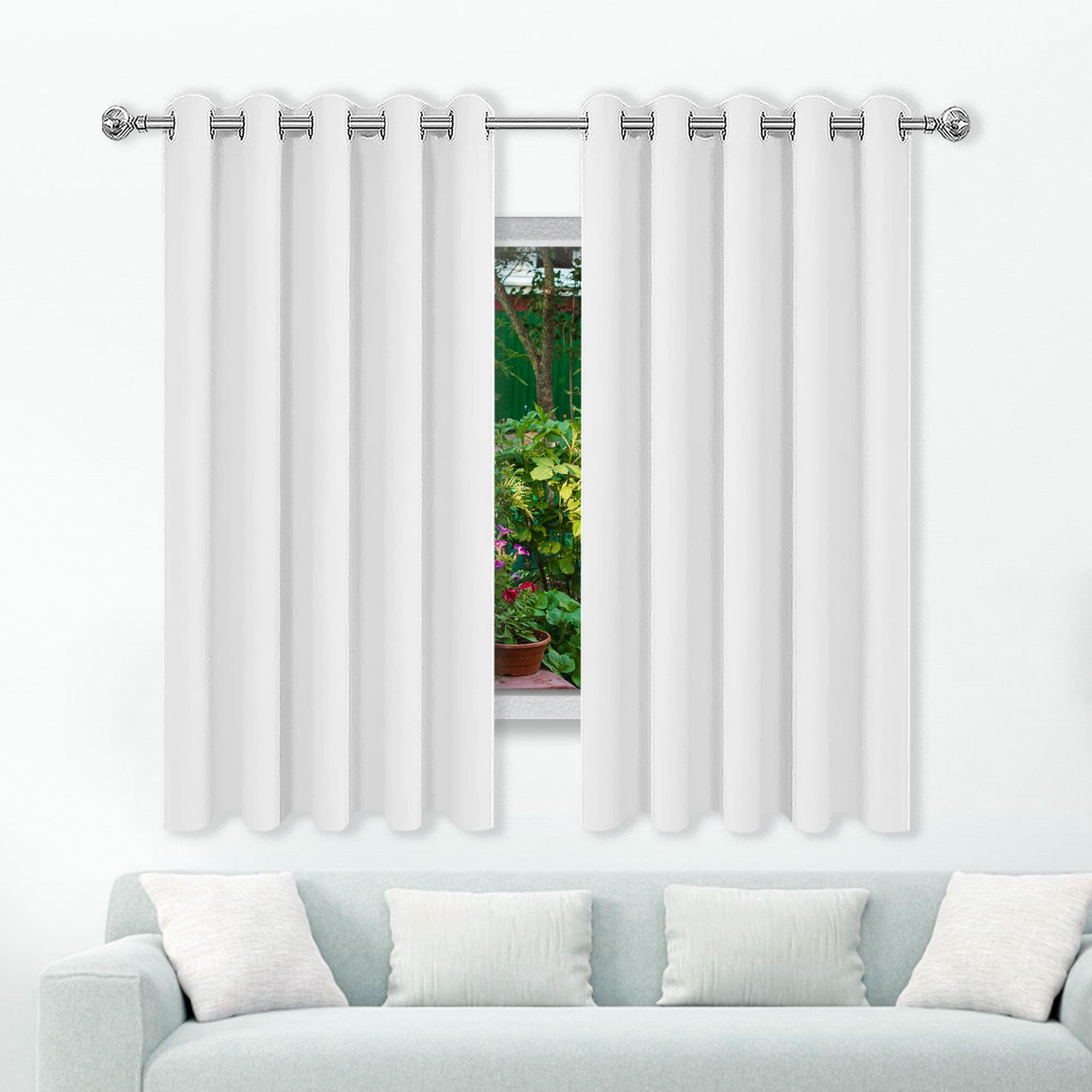 Rideau occultant blanc 560 x 335 cm en polyester pour salon