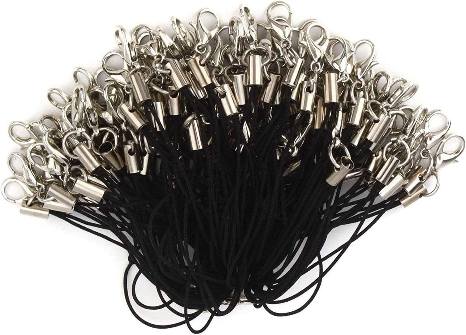 Scoolr 2.56" 100pcs/set Black Lanyard Lobster Clasp Lariat Cord Strap for Cellphone