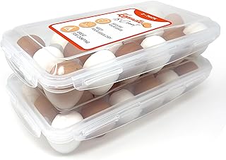 Plastic Egg Carton, Egg Container for Refrigerator and Camping Storage, Egg Container for Refrigerator, Reusable Egg Carton, Egg Holder Camping, Egg Storage - 2 Pack
