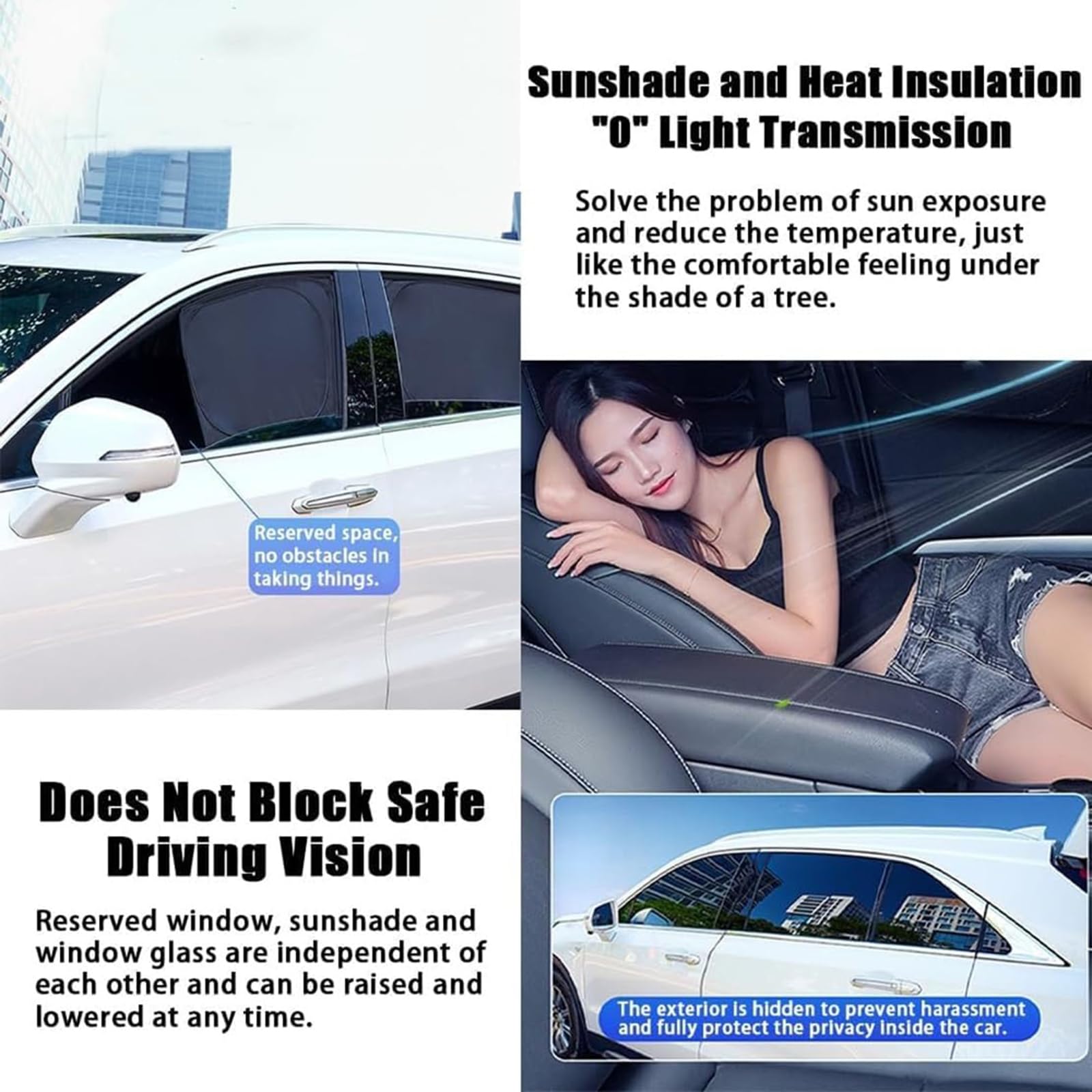 Tendine Parasole Auto Tende Oscuranti per MG HS (2023–2024), Protezione UV Tenda Finestra Laterale Sole Visiera,E 4 Side Window