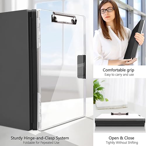 Miniatura 5 de SFLHHDM Portapapeles con almacenamiento, tableros de clip resistentes de 8.5 x 11 pulgadas con 2 fundas de almacenamiento, portapapeles de