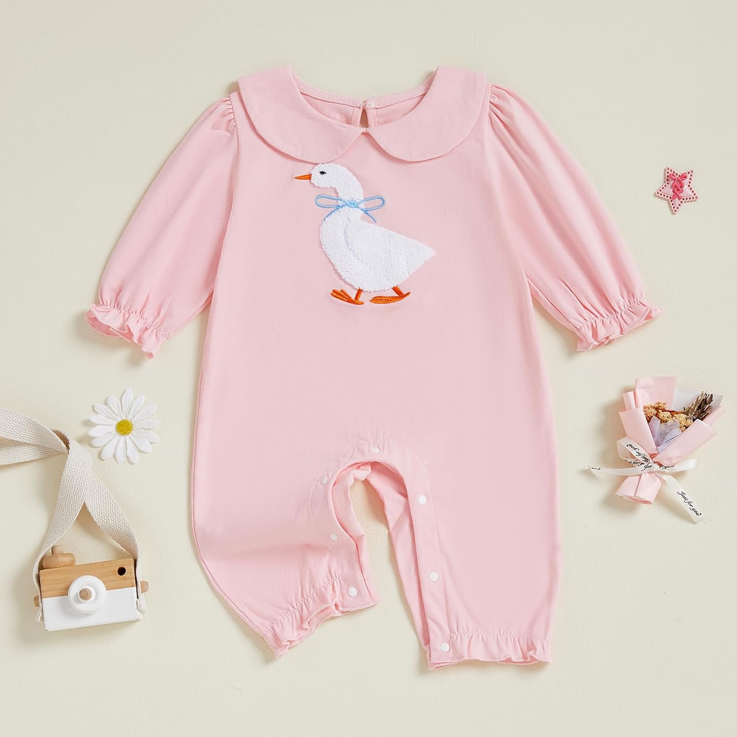 Baby Girl Fall Winter Clothes Newborn Silly Goose Romper Long Sleeve Round Neck Jumpsuit Cute One Piece Outfit - Image 3