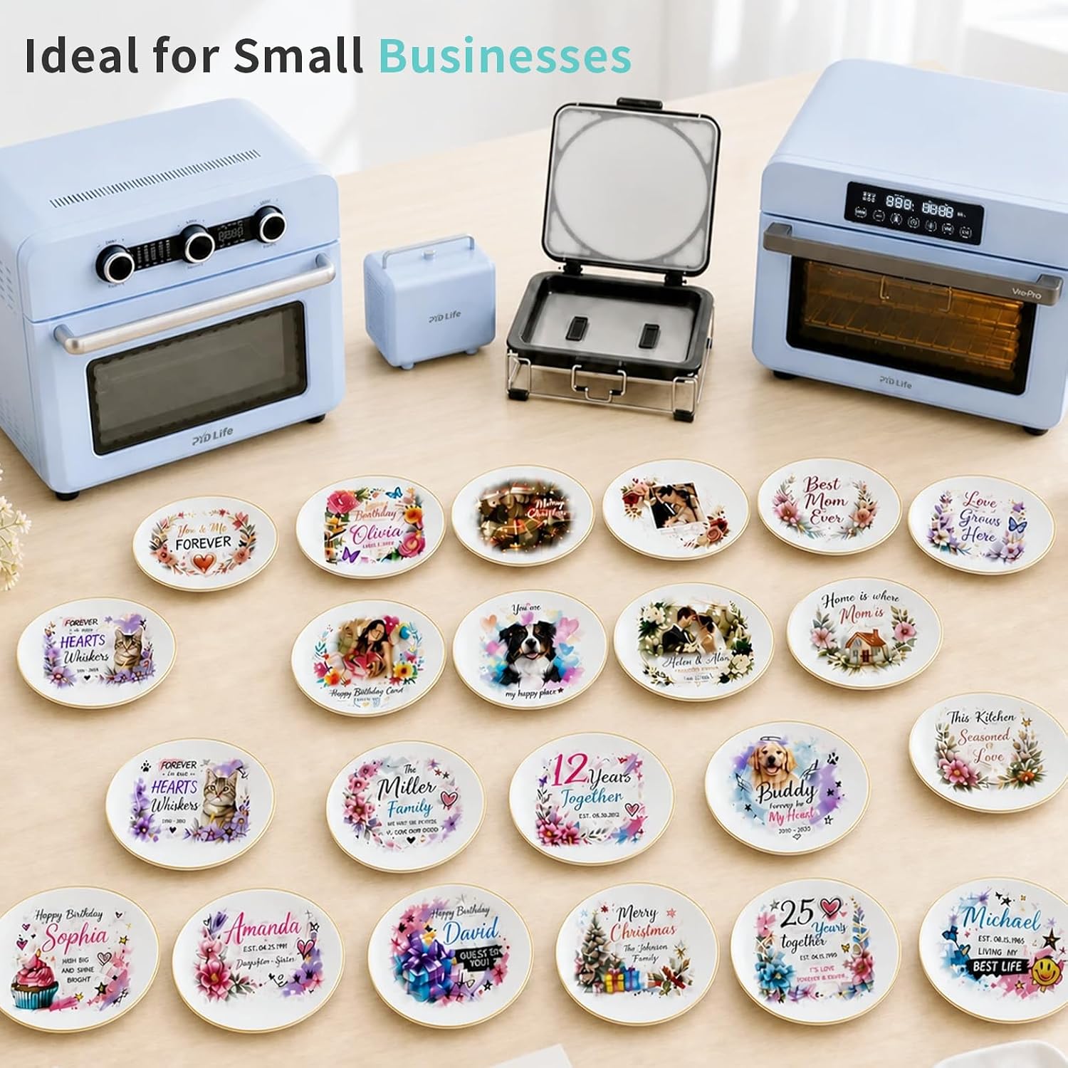 PYD Life 6 Pack Sublimation Jewelry Valet Catchall Ceramic Tray 4.5" Round image 5