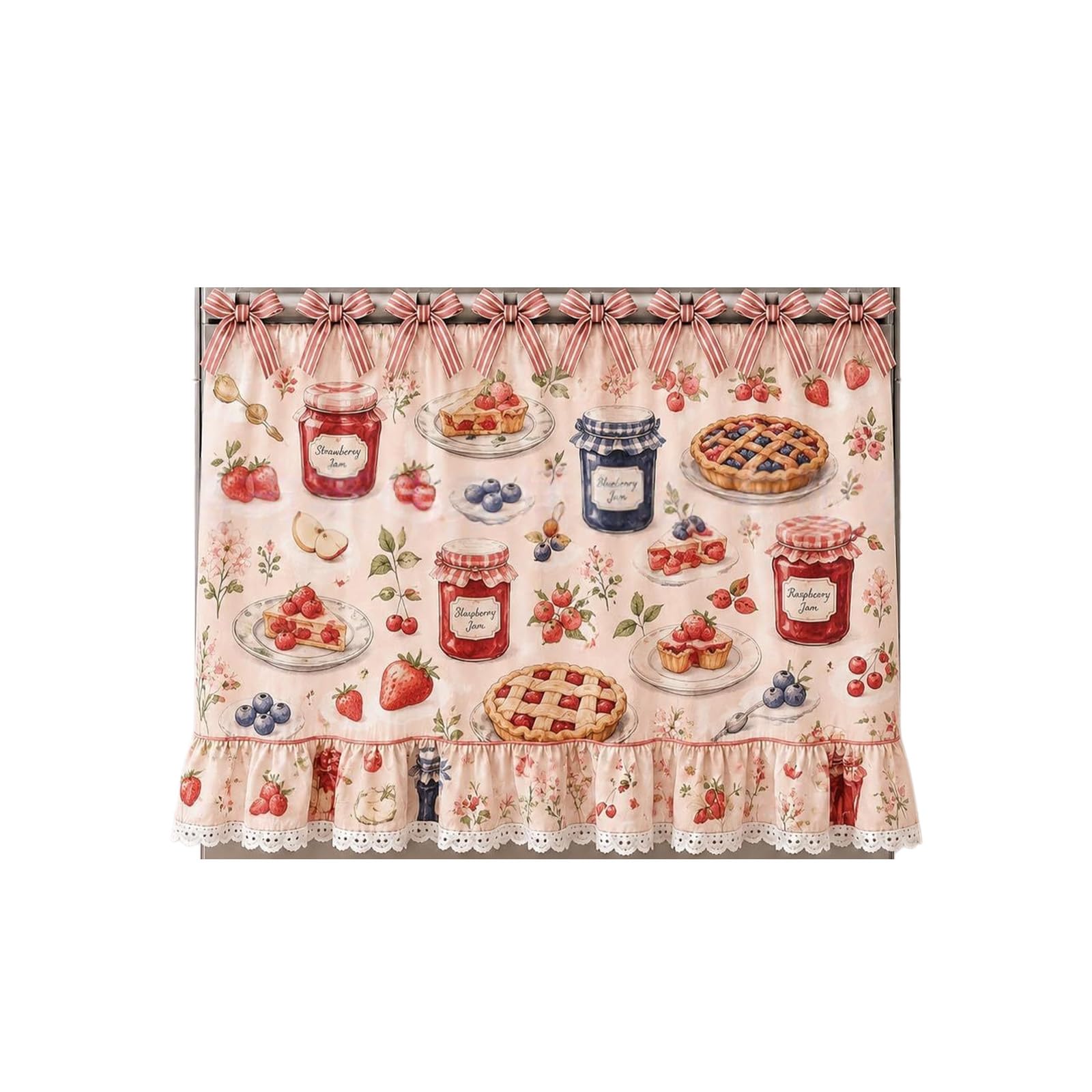 Oxxggkao Oven Dress Curtain with Utility Pocket and Fade Resistant Flower Pattern Stove Skirt for Kitchen Decoration Dishwasher Curtain