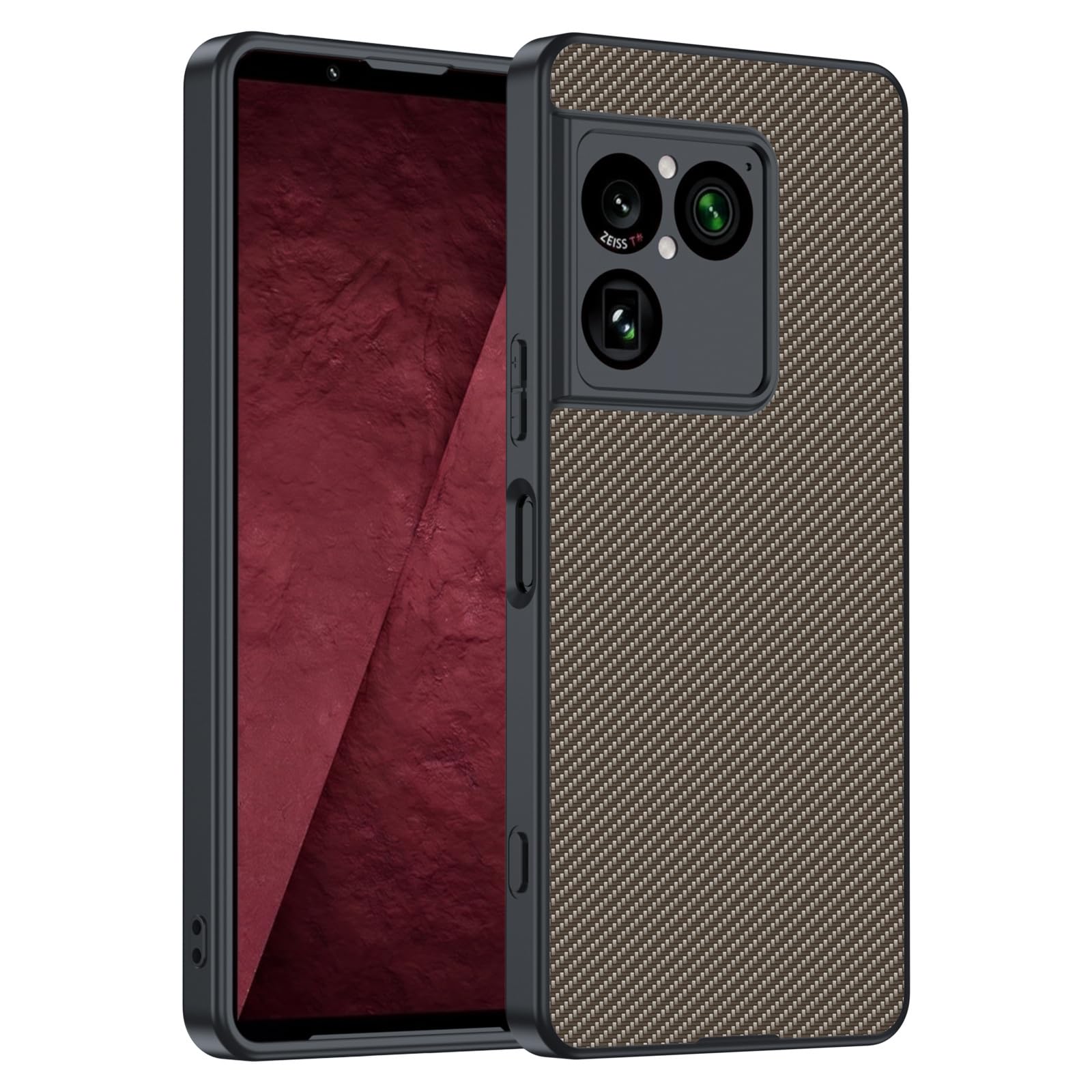 FDUJINH Case for Sony Xperia 1 VIII, Slim Leather Cover Carbon Fiber Texture Thin Anti-Fingerprint Shell