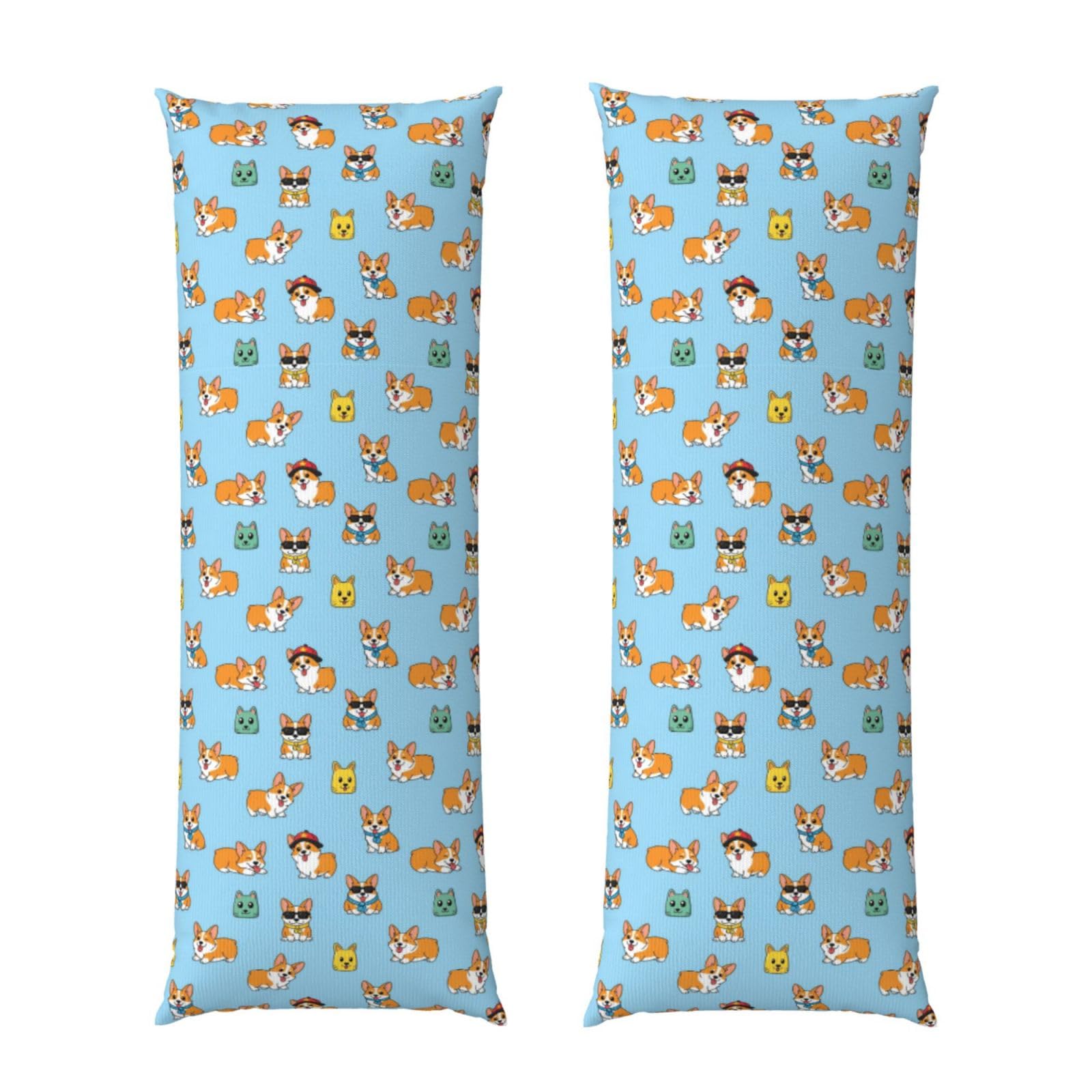 Long Pillowcase 20x60 Inch, Corgi Funny Dogs, Ultra Soft Body Pillow Cover with Hidden Zipper, Wrinkle Resistant Fabric for Bed Couch Home Decoration