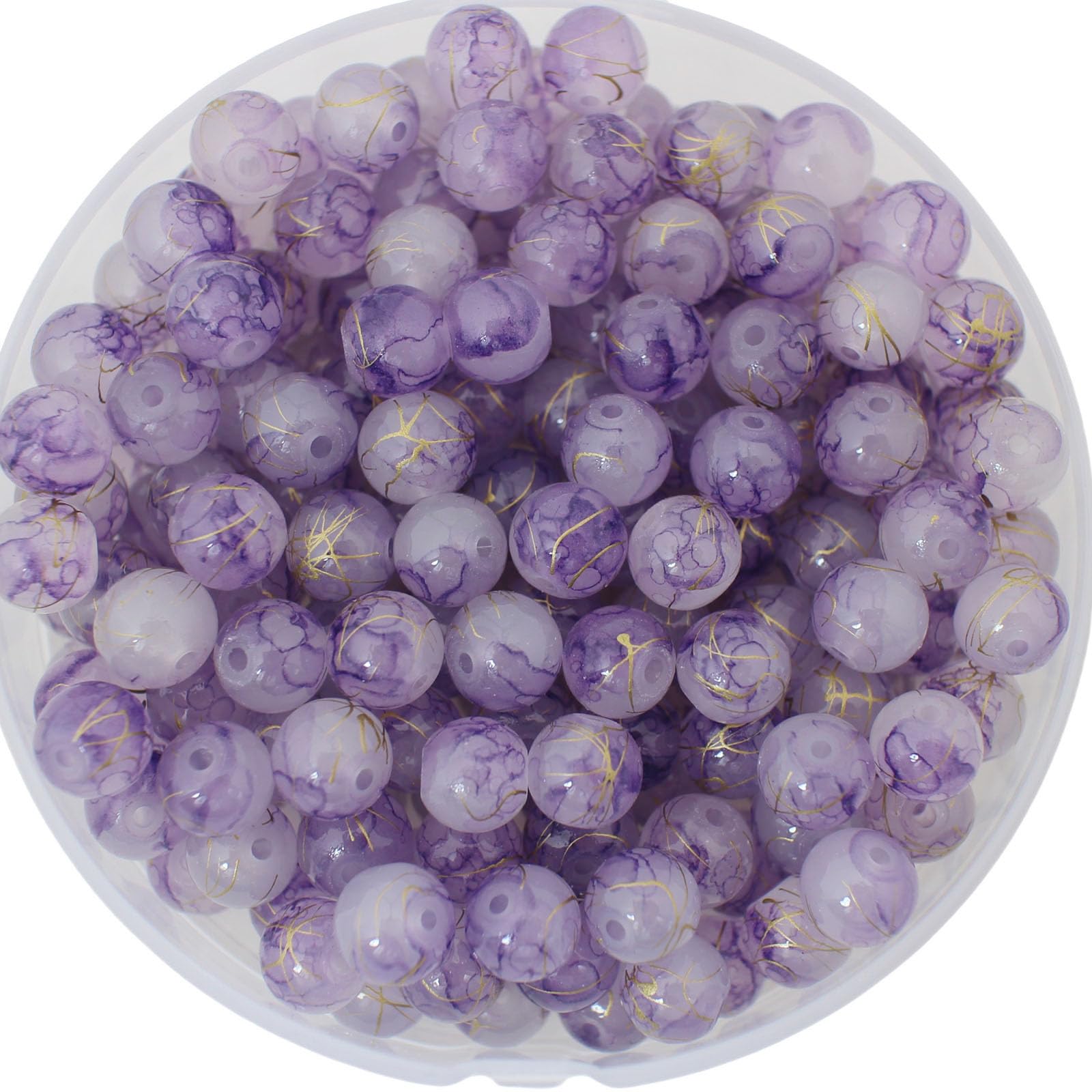 PAMIR TONG 8mm Purple Glass Beads for Jewerly Making 200pcs Pretty Round Loose Beads Spacer for Bracelet Making Accessories Necklace-Earring- DIY