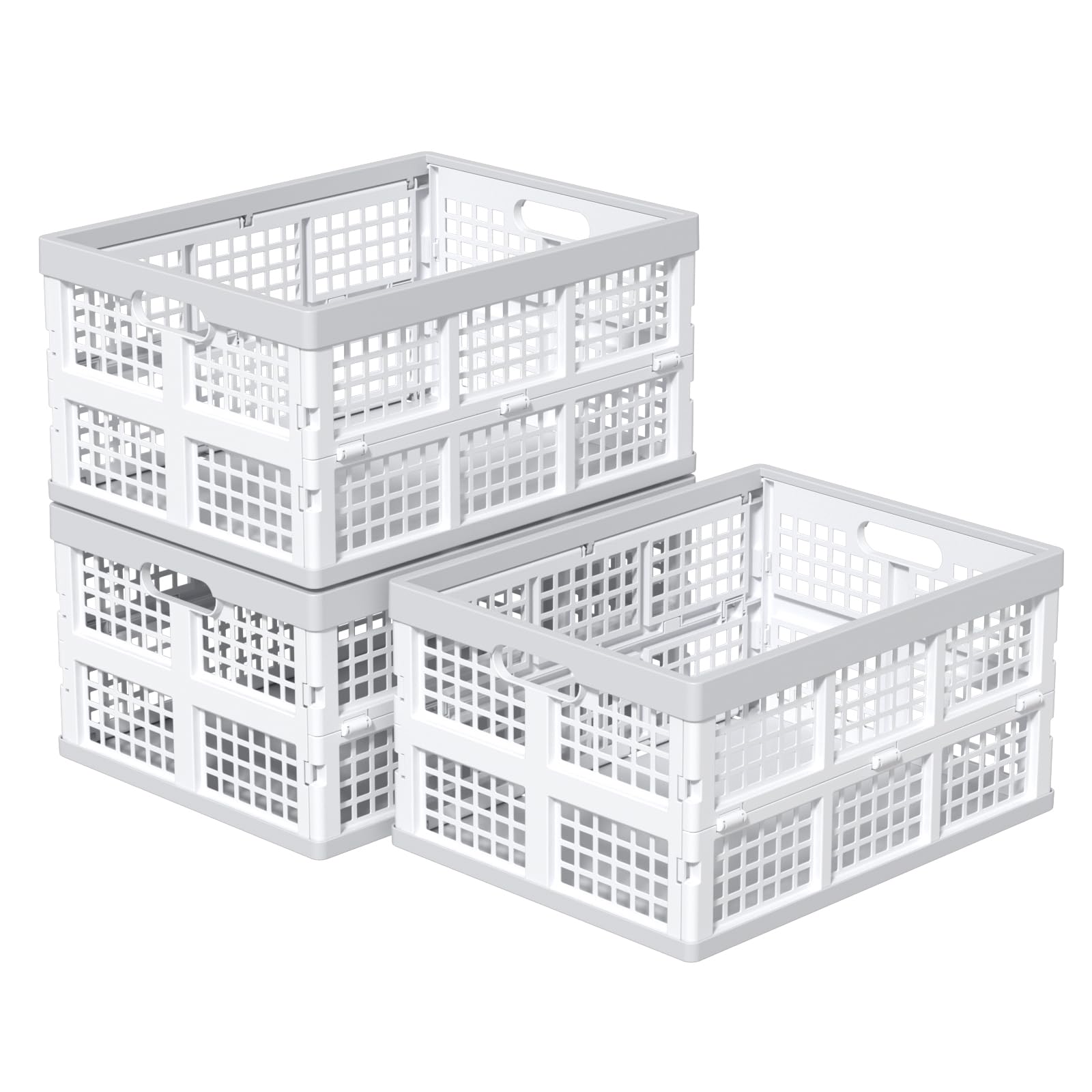 Casse pieghevoli impilabili in plastica, 30 l, set da 3