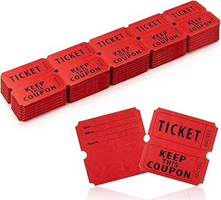 200PCS Double Roll Raffle Tickets - 50/50 Writable Raffle Tickets Perforated Line Consecutive Numbers Tearable Suitable for Raffles, Events, Carnivals, Entry, Party, Lottery, Prizes, Red