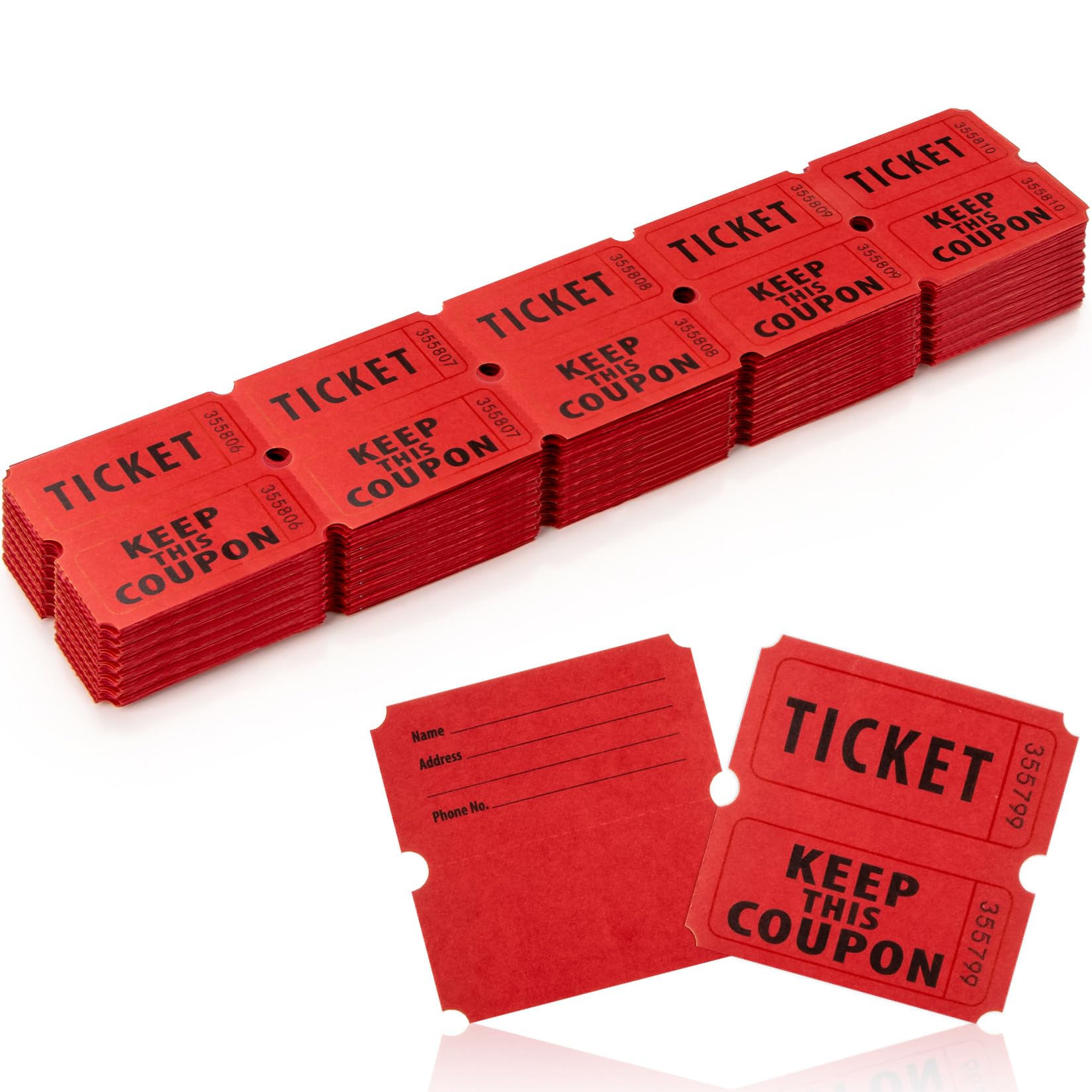 Snapklik.com : 200PCS Double Roll Raffle Tickets - 50/50 Writable ...