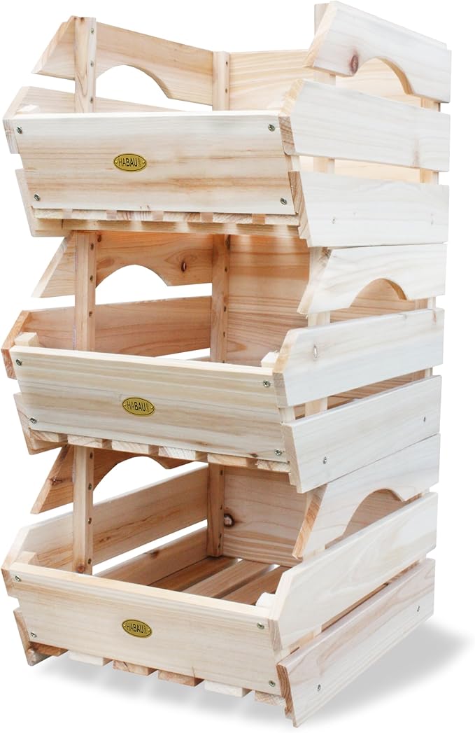 Wood Potato Onion Storage Bins Wooden Stackable Produce