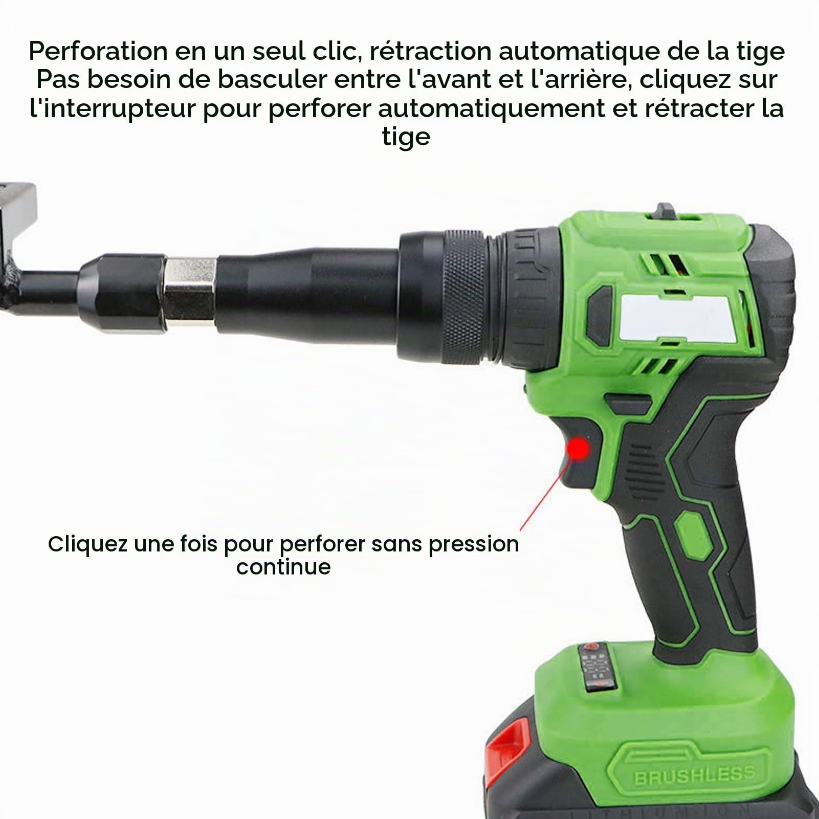Pince à Sertir pour Goujon Métallique électrique, Pince à Riveter pour Cloison Séparation 21V Outils pour Cloisons SèChes, Pince à Poinçonner Portable, Rétraction Automatique Tige