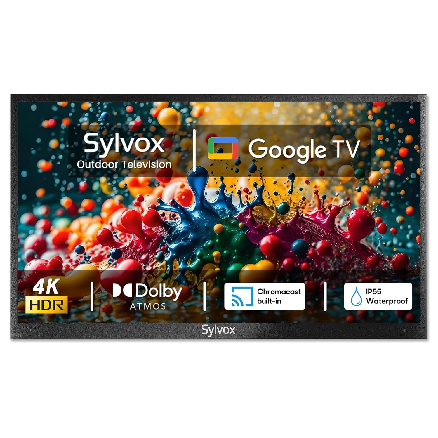 SYLVOX Smart Outdoor TV 65 inch Outdoor Television Upgraded Google TV 4K Weatherproof Outside TV IP55 Waterproof Google