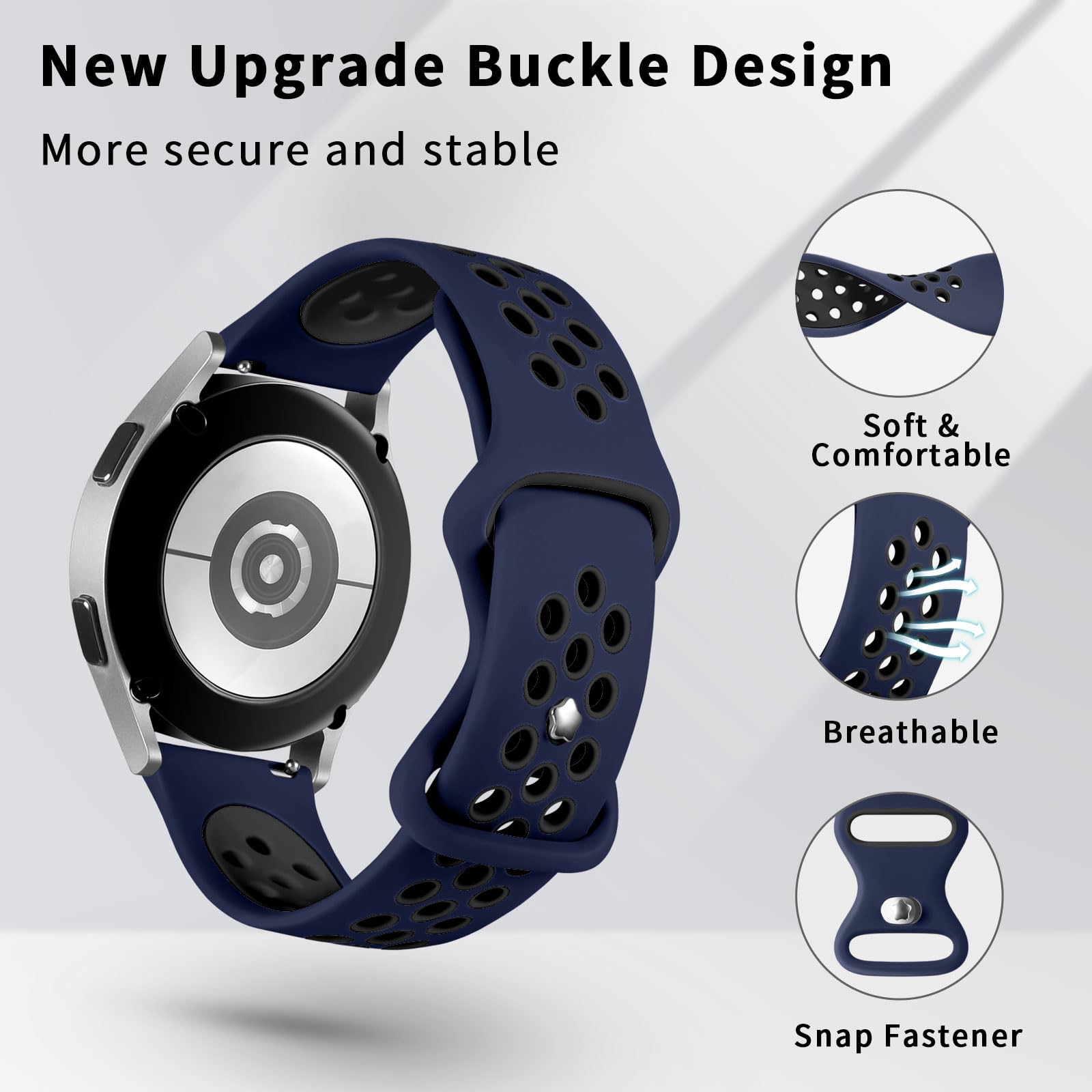 Lerobo 4 Pack Bands Compatible with Galaxy Watch 7 6 5 4 Band 40mm 44mm/Galaxy Watch 6 4 Classic 43mm 47mm 46mm 42mm/Watch 5 pro 45mm,Active 2 Band, 20mm Watch Band Soft Silicone Sport Band Women Men — Amazon image 3