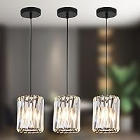 Vista 10 de Luces colgantes para isla de cocina, 3 luces, 6000 K, isla de cocina, comedor, lámpara de iluminación colgante de cristal de burbujas sobre mesa