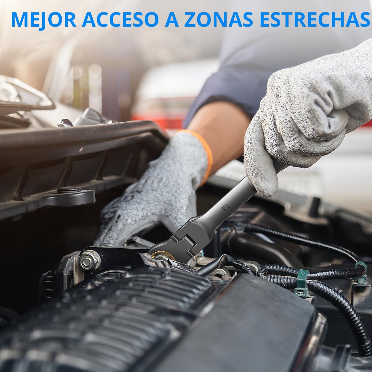 ENEACRO Juego de Llaves de Carraca Combinadas, Juego de Llaves Flexibles Antideslizantes de 12 Piezas, Métricas 8-19mm, 72 Dientes, Construidas en Cr-V, Niqueladas con Bolsa de Almacenaje