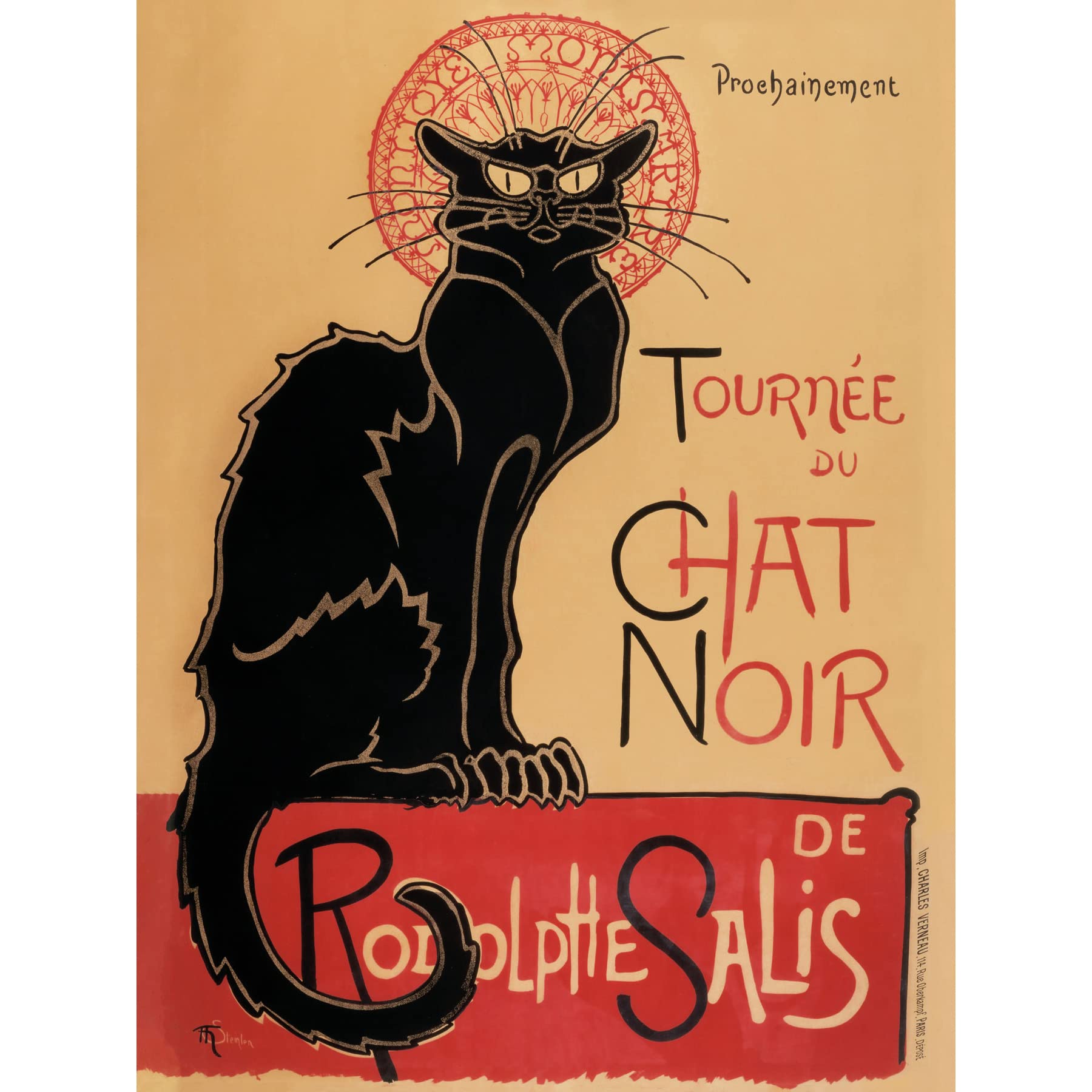 Artery8 French Vintage Advertising Tournee Du Chat Noir The Black Cat Rodolphe Salis Large Wall Art Poster Print Thick Paper 18X24 Inch