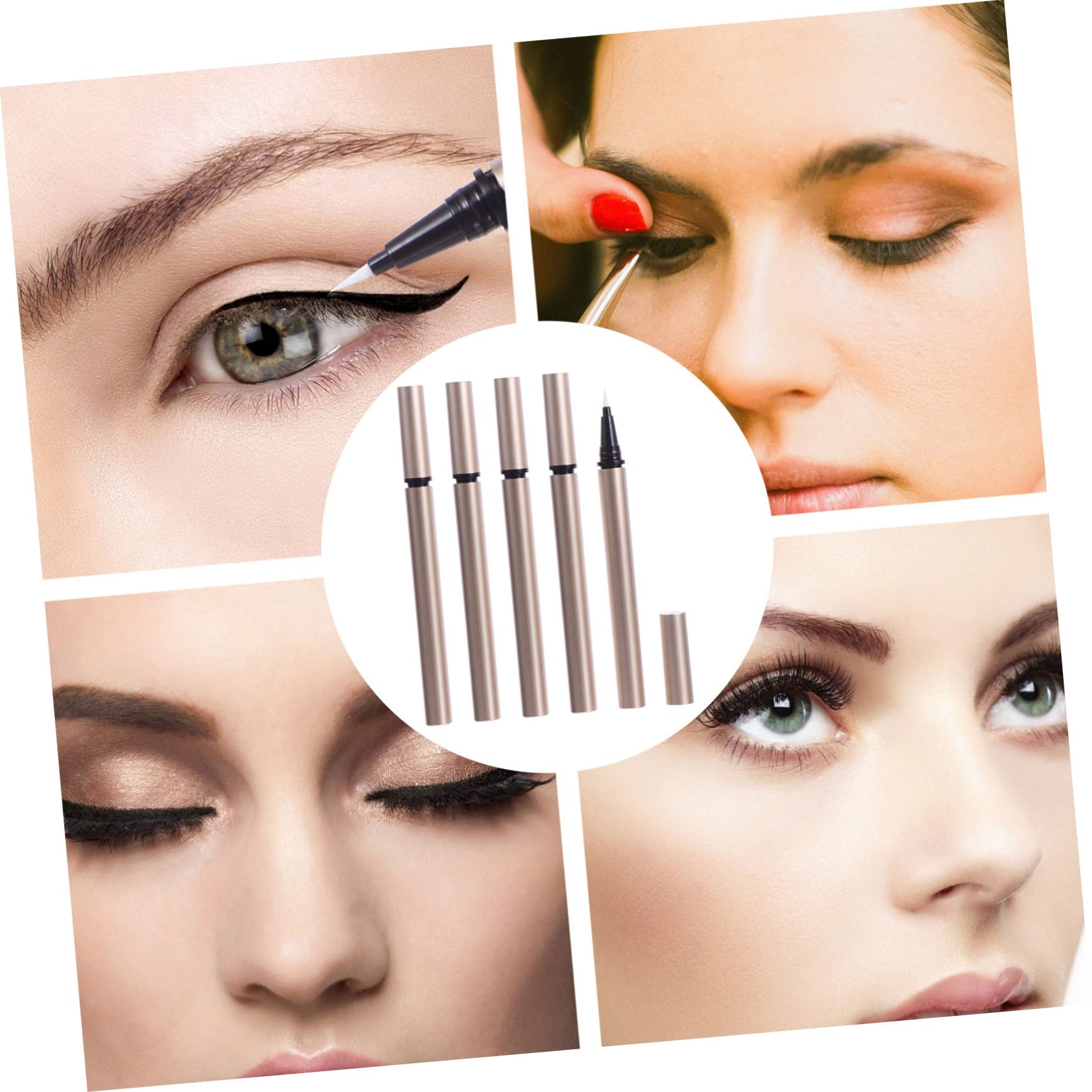 minkissy Tubos de Delineador de Ojos Vacíos Dorados de 1ml, Plástico, 5 Piezas para Almacenar Aceite de Uñas y Delineador en Tiendas Cosméticas