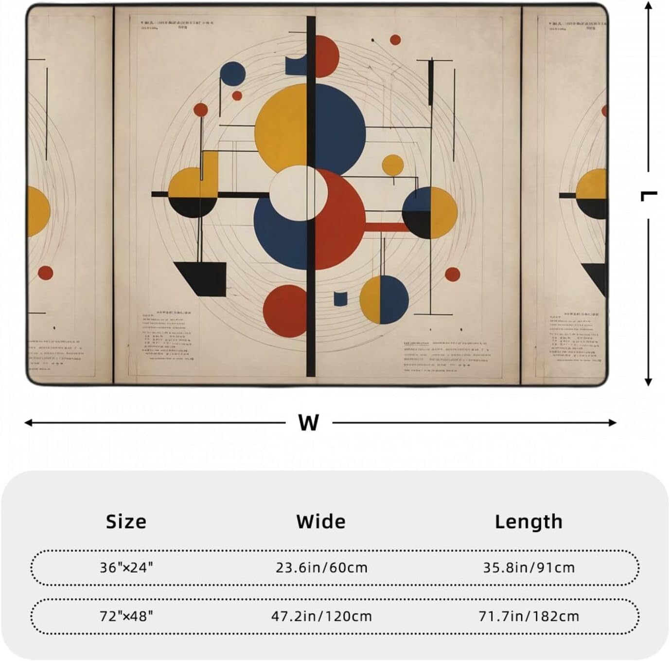 Bauhaus Cube Prints Anti-Slip Floor mat Carpet Rug 72"x48" for Living Room Office Coffee Table Bed Balcony