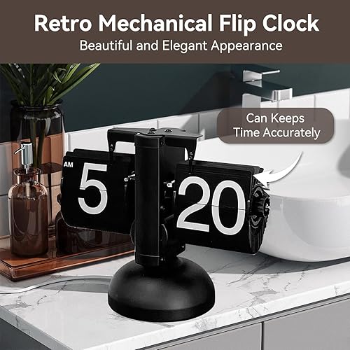 Miniatura 5 de HERCHR Reloj con tapa retro, reloj de escritorio digital retro, reloj de mesa con pilas, reloj de escritorio para oficina, reloj digital abatible,