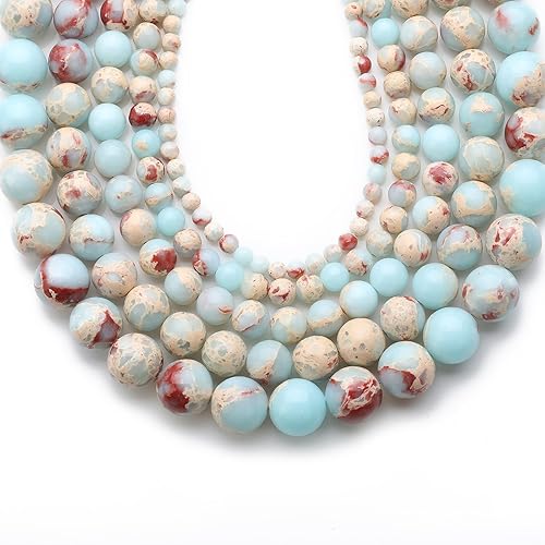 Miniatura 16 de Zenkeeper 108 piezas de cuentas naturales de aguamarina azul para la fabricación de joyas, 8 mm de cuentas de piedras preciosas auténticas