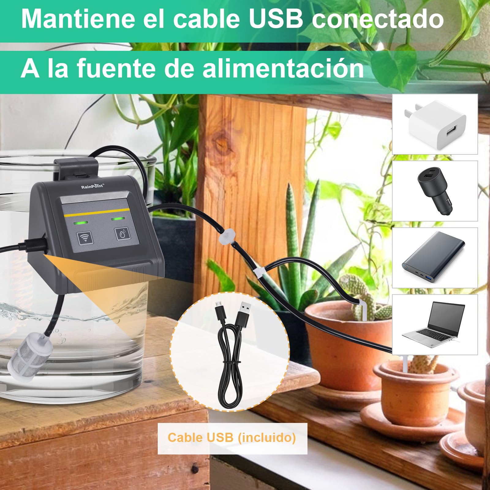 Sistema de Riego Automático WiFi para Plantas de Interior, Kits de Riego por Goteo para Equipos de Riego Automático Modo de Riego Automático/Manual/Retardado