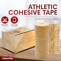Vista 2 de HEALQU Vendaje autoadhesivo – Cinta cohesiva para atletismo y deportes - 6" x 5 yardas, cinta médica autoadhesiva flexible, vendajes elásticos