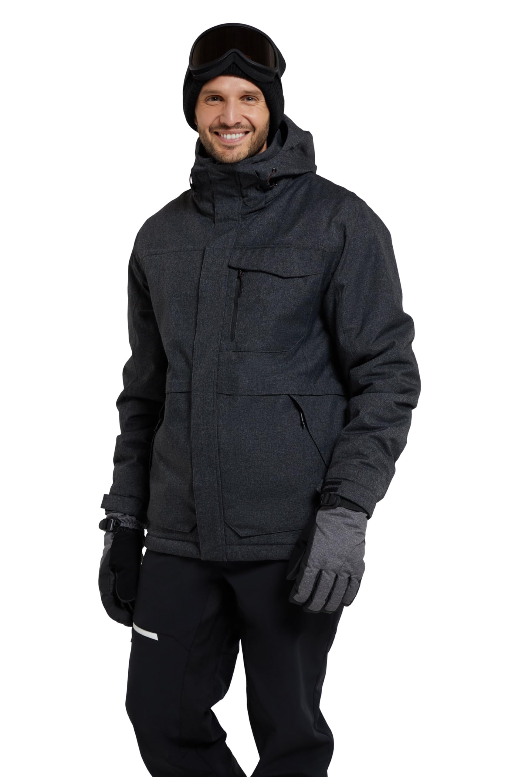 Mountain Warehouse Comet II Mens Padded Waterproof Ski Jacket, Breathable, Taped Seams, Multiple Pockets, Detachable Snow skirt - Best for Winter Skiing, Sports, Walking Grey (02) S