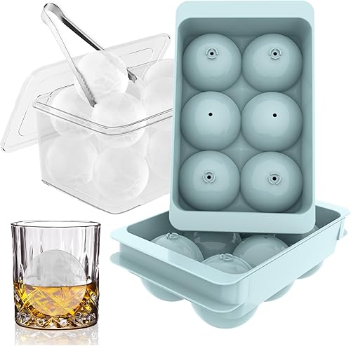 Miniatura 1 de WIBIMEN Bandeja grande para cubitos de hielo, molde de hielo de whisky de 1.9 pulgadas, paquete de 2 moldes para cubitos de hielo con cubo y pinzas,