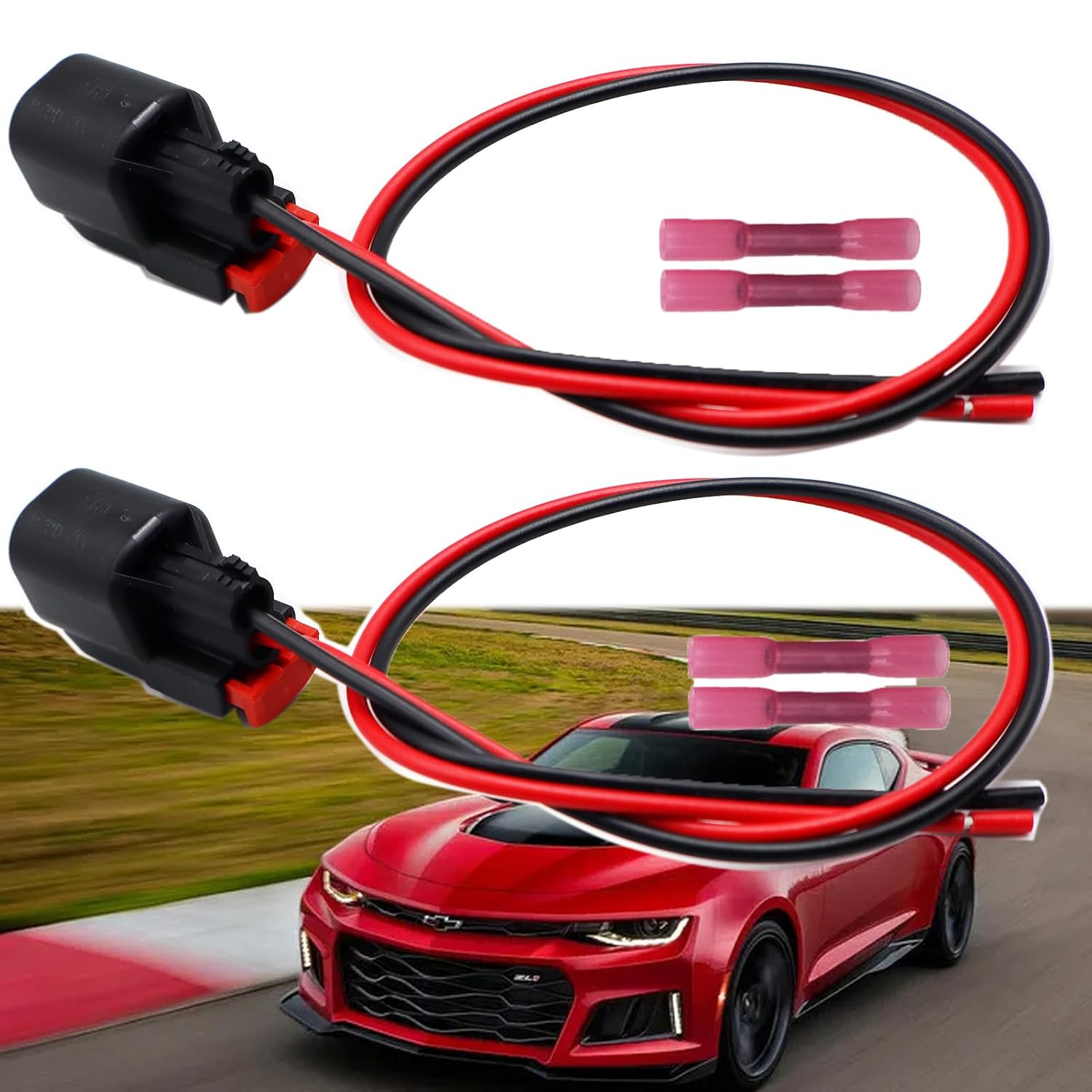 LIZAPUS 2pcs 2-Pin Fuel Injector Connector Pigtail Compatible with Dodge Challenger 2008-2023 68170238AB Harness Wiring Plug