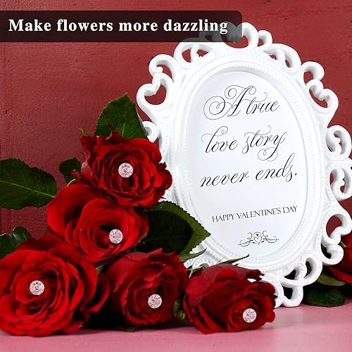 Miniatura 4 de Alfileres de ramillete de flores, alfileres de diamantes de imitación florales, cabeza de diamante de cristal, pasadores rectos transparentes para