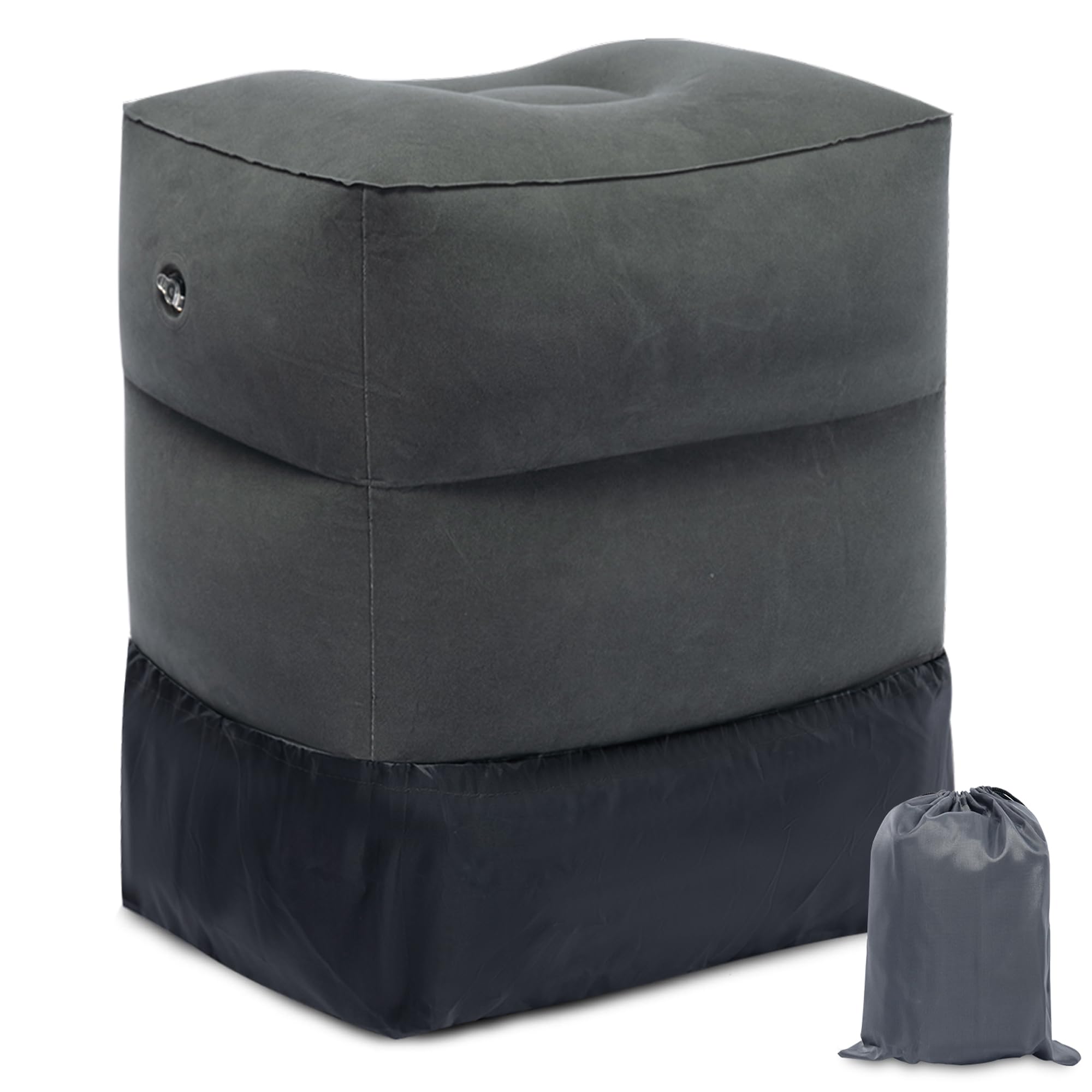 Acrdlnx Inflatable Travel Foot Rest Pillow,Portable Inflatable Toddler Airplane Bed,Leg Rest Pillow Adjustable Height for Kids & Adults,Suitable for Airplane,Train,Office(Dark Grey, 1Pack)