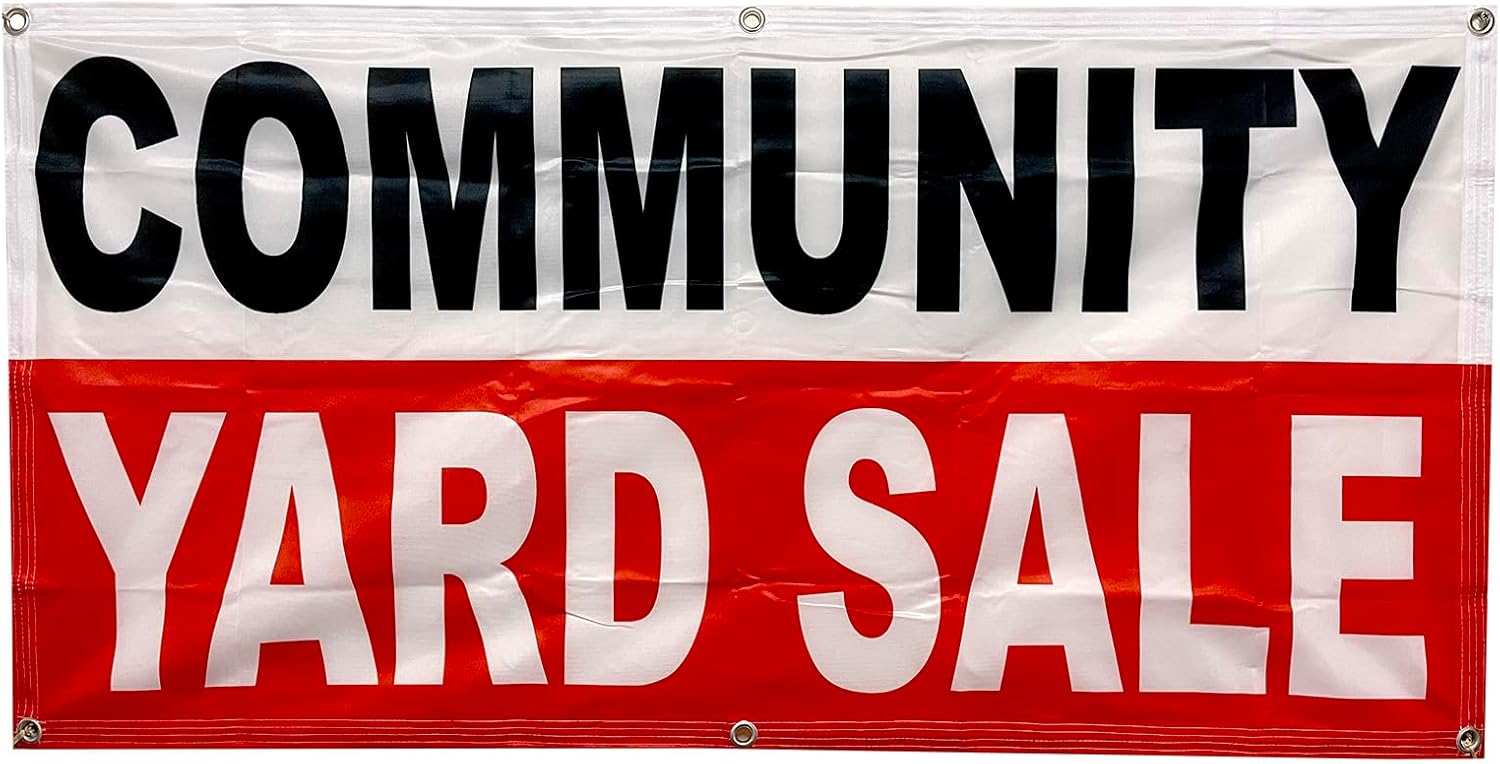 4 Less Co 2x4フィート コミュニティヤードセールバナーサイン ポリエステル生地 グロメット付き