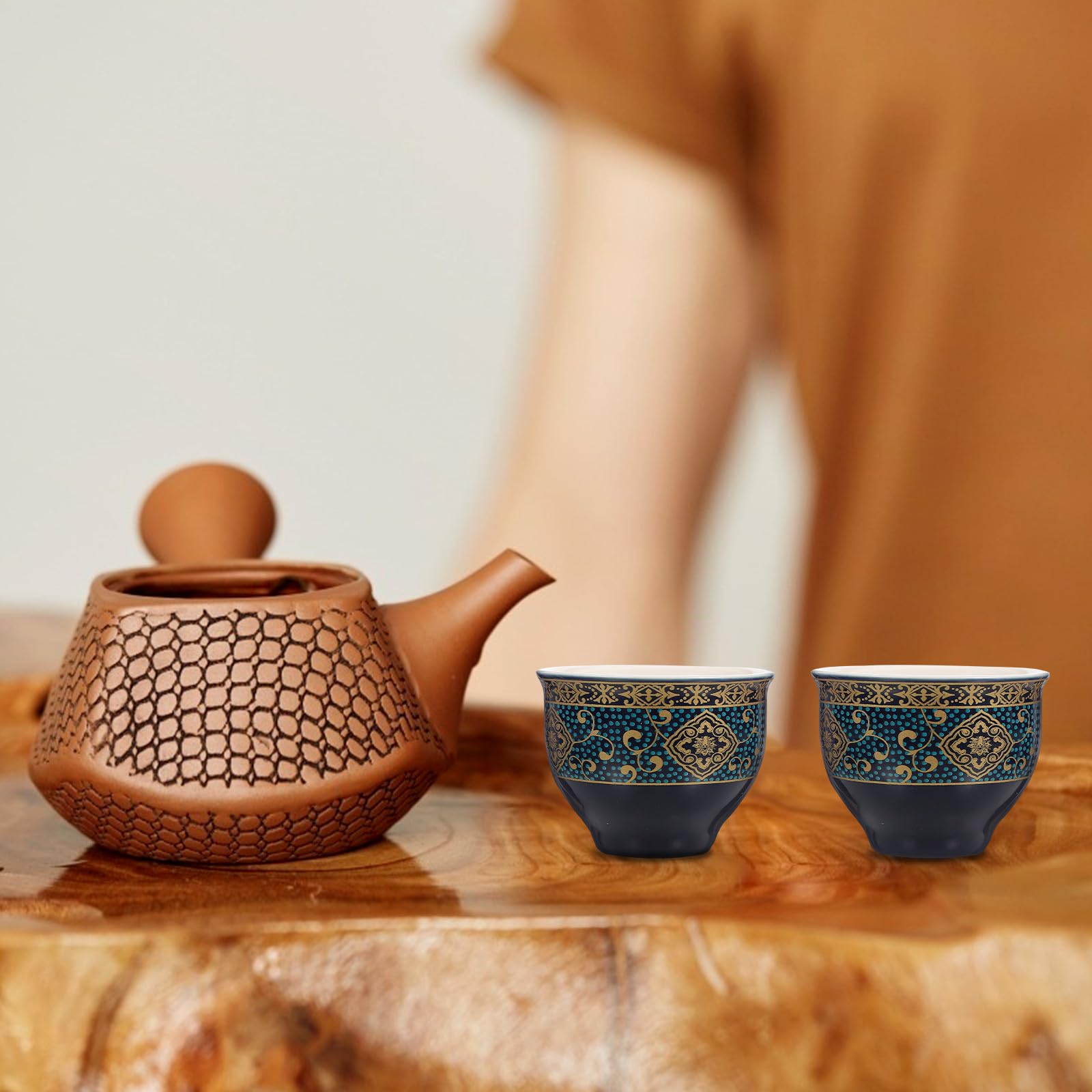 Kit de Té de Kung Fu Portátil para Viaje y Hogar Tetera de Cerámica y 4 Tazas, Diseño Anidado y Filtración Automática para Aficionados al Té