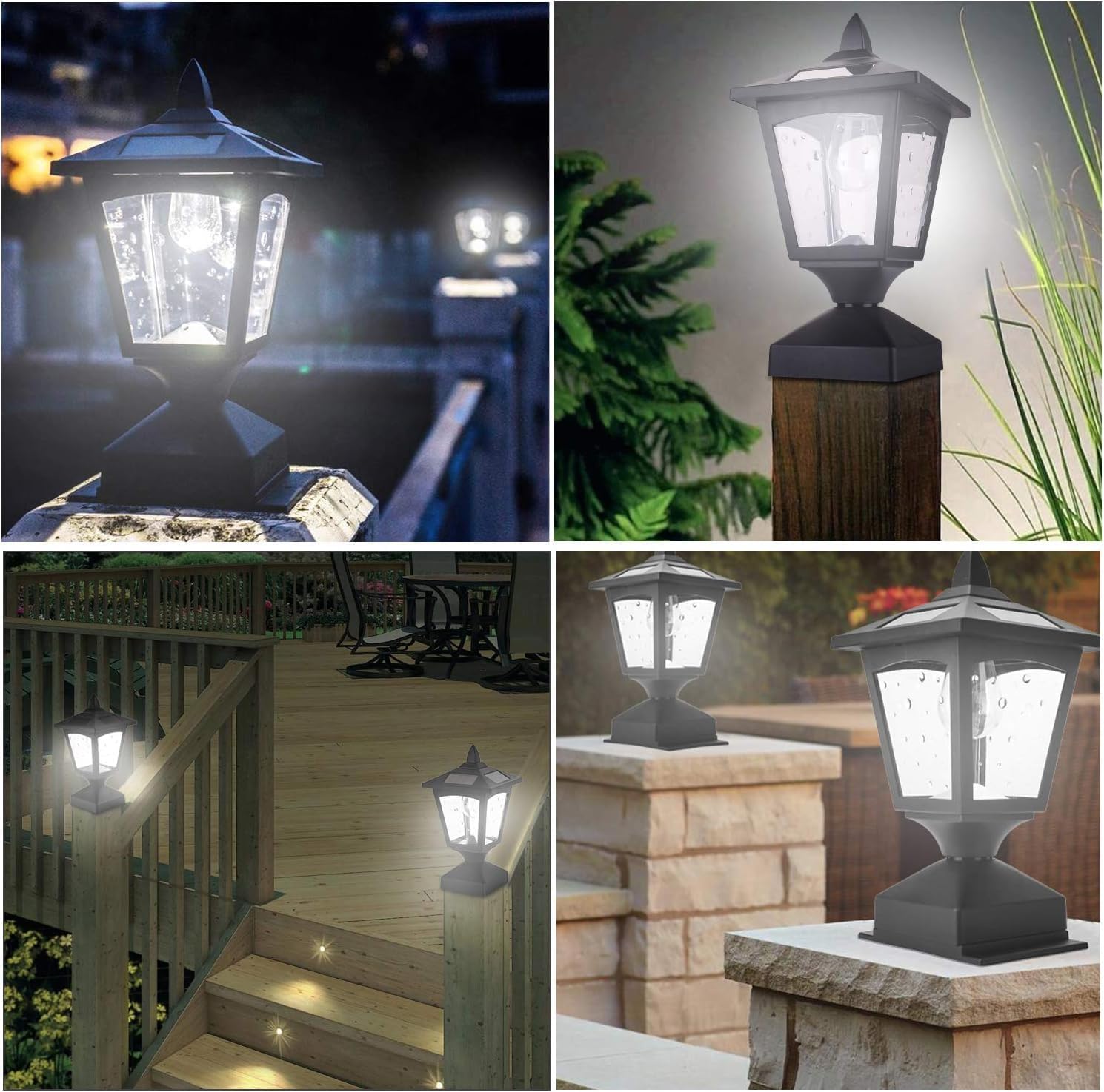 Chason Solar Post Lights Outdoor,Post Lantern with Mount Base,Waterproof Post Cap Light for Fence Deck, Garden,Landscape, 4×4 or 6×6 Posts (Pack of 2)