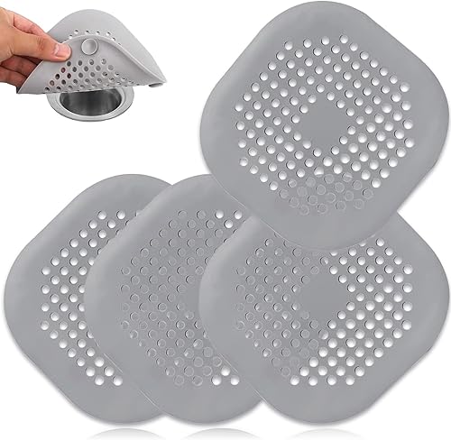 Miniatura 7 de Paquete de 4 tapones de drenaje de silicona duraderos para desagüe de ducha, fácil de instalar y limpiar, apto para baño, bañera y cocina